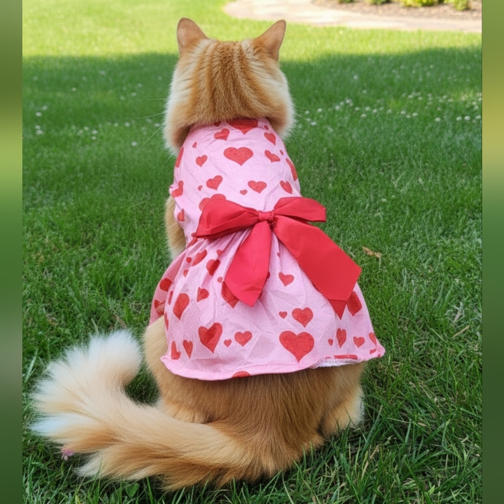 Pink/Red Valentine's Day Heart Print Dog/Pet Dress Costume Size Medium- NWOT - Picture 4 of 9